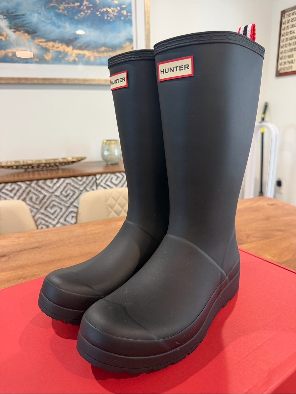 Hunter Women's play tall Black Matte Rain Boots